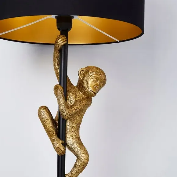 Monkey Floor Lamp with Switch - Gold, Resin