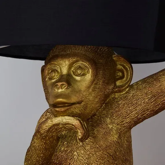 Monkey Table Lamp with Switch - Gold, Resin