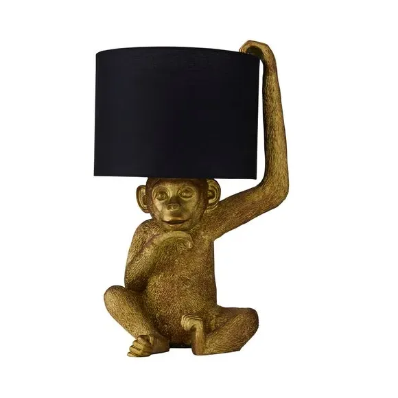 Monkey Table Lamp with Switch - Gold, Resin