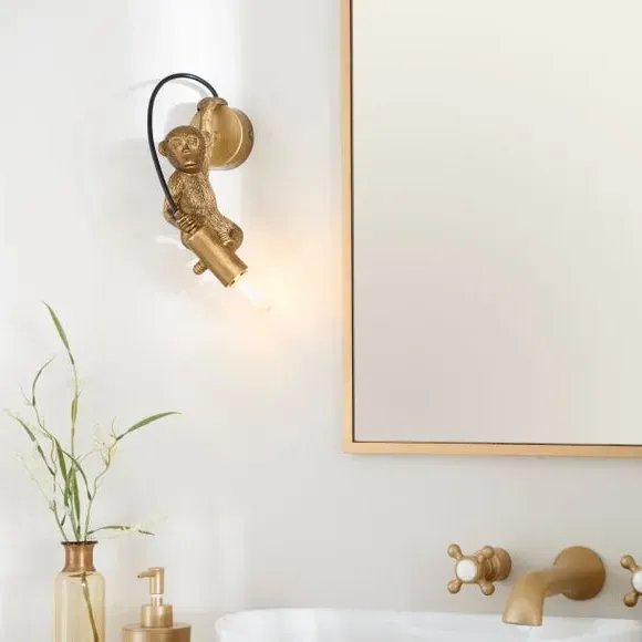 Monkey Wall Light IP44 Rated - Gold