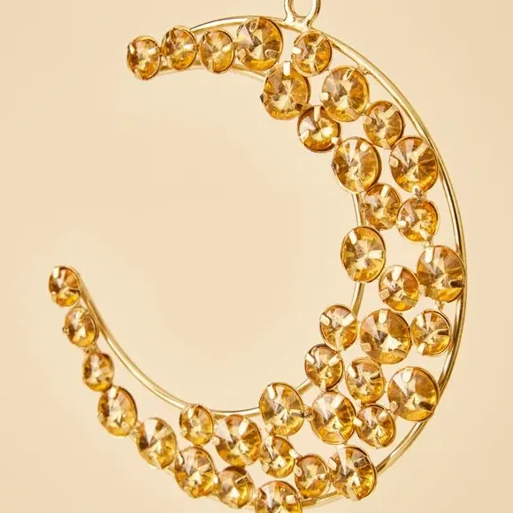 Moon Hanging Decoration - Gold, Beaded