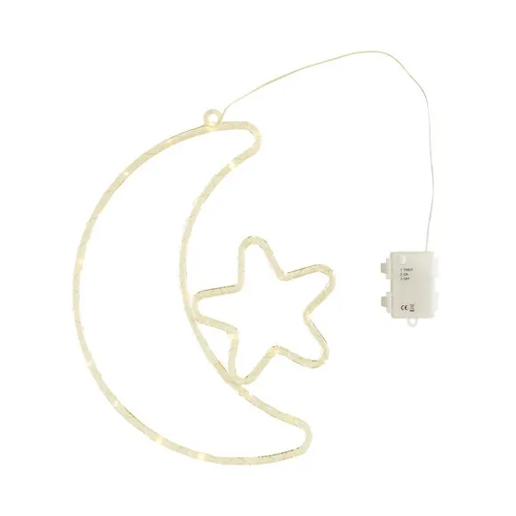 Moon & Star Hanging Light Decoration - Gold