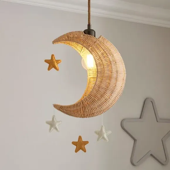Moon & Stars Pendant Shade - Natural, Rattan image