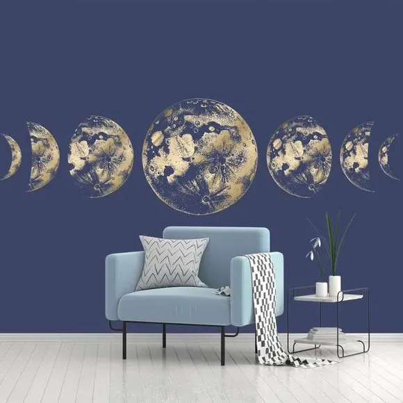 Moon Wall Mural - Blue, Paper image