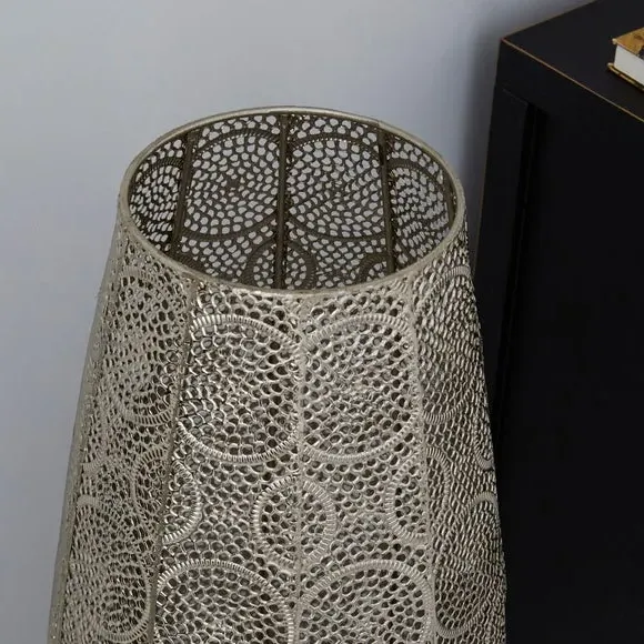 Moroccan Floor Lamp with Cut-Out Design - Silver