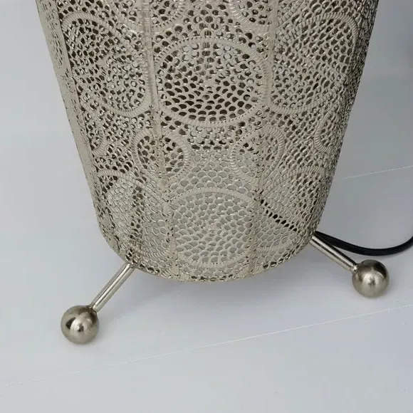 Moroccan Floor Lamp with Cut-Out Design - Silver