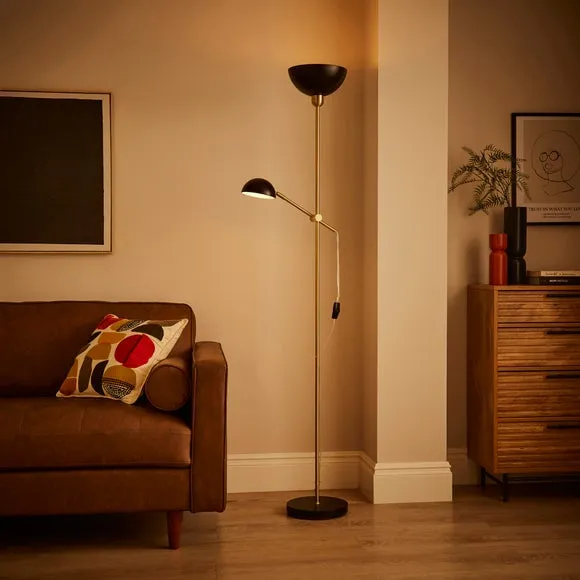 Mother & Child Floor Lamp with Dual Switch - Gold