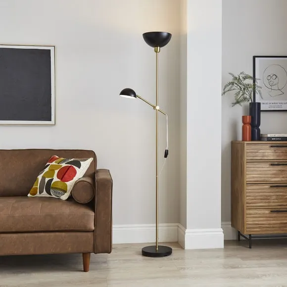 Mother & Child Floor Lamp with Dual Switch - Gold