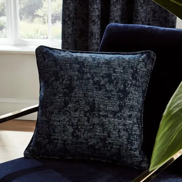 Mottled Cushion with Removable Cover - Navy, Chenille image
