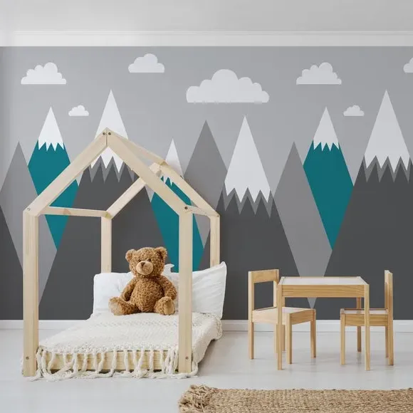 Mountain Range Wall Mural - Grey