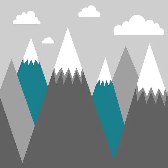 Mountain Range Wall Mural - Grey
