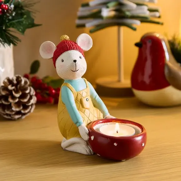 Mouse Tealight Holder - Multicolor, Polyresin image