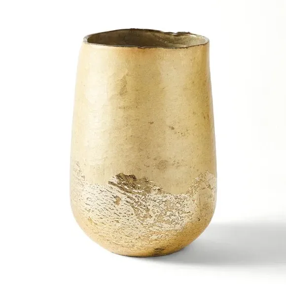 Mouth-Blown Vase with Foil Pattern - Gold Glass