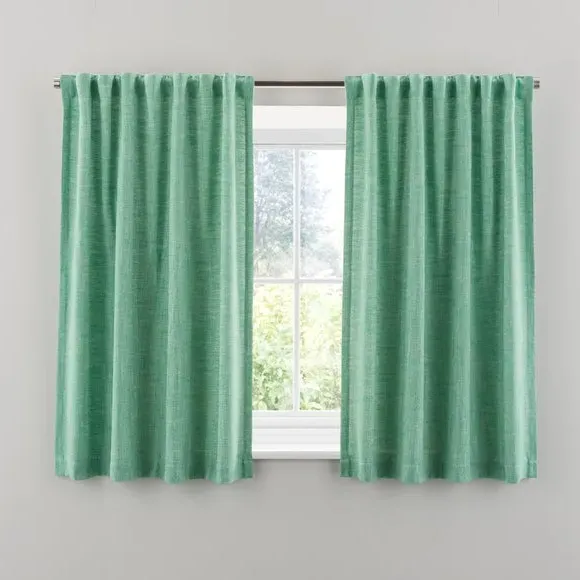 Multi Header Unlined Curtains - Emerald, Linen