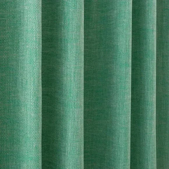 Multi Header Unlined Curtains - Emerald, Linen