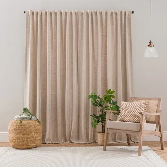 Multi Header Unlined Curtains - Natural, Linen