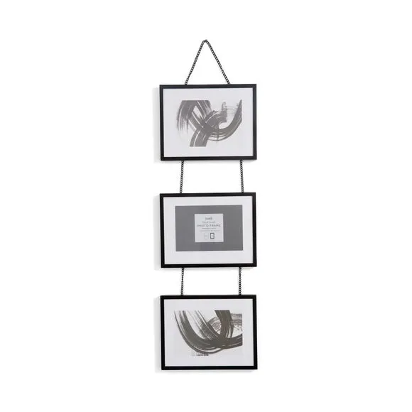 Multi Photo Frame with Chain - Black, Metal