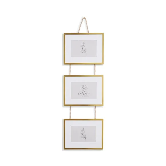 Multi Photo Frame with Chain - Gold, Metal