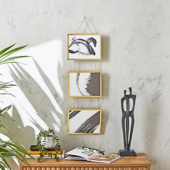 Multi Photo Frame with Chain - Gold, Metal