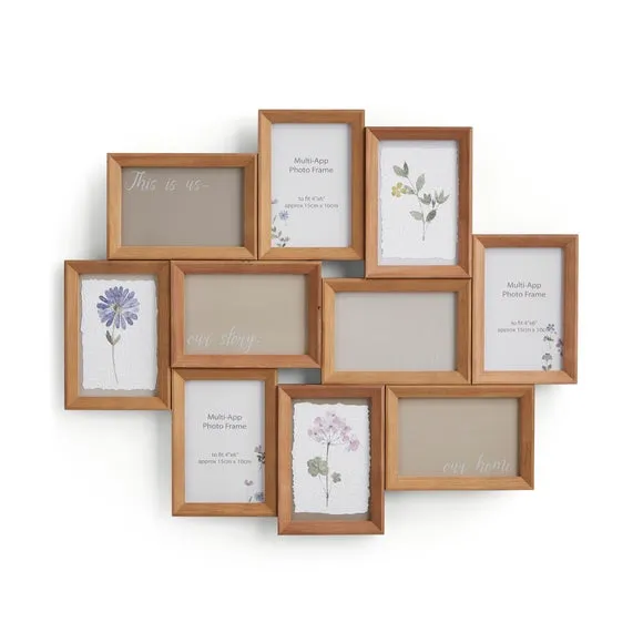 Multi Photo Frame with Inserts - Natural, Wood