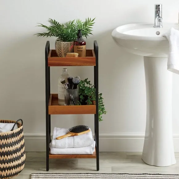 Multi-Tier Shelf Unit - Pine, Acacia Wood
