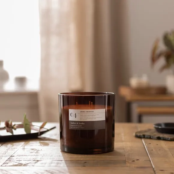 Multi Wick Candle Amber & Tonka - Brown