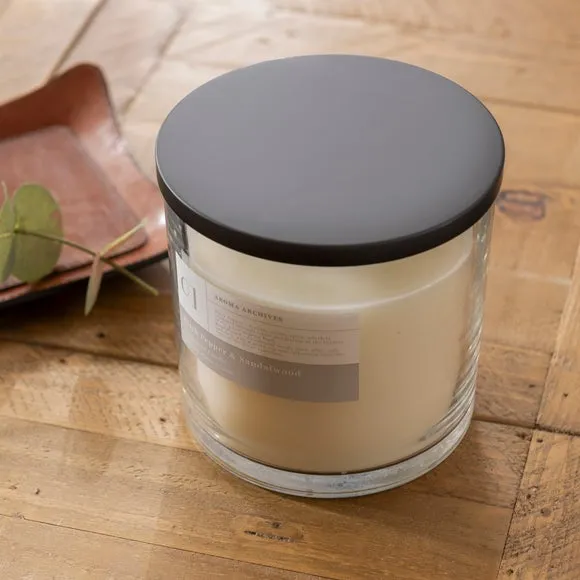 Multi Wick Candle Black Pepper Sandalwood - Clear