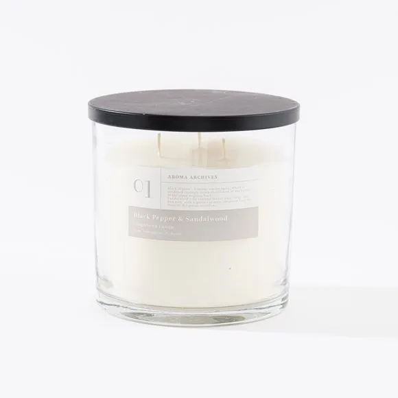 Multi Wick Candle Black Pepper Sandalwood - Clear