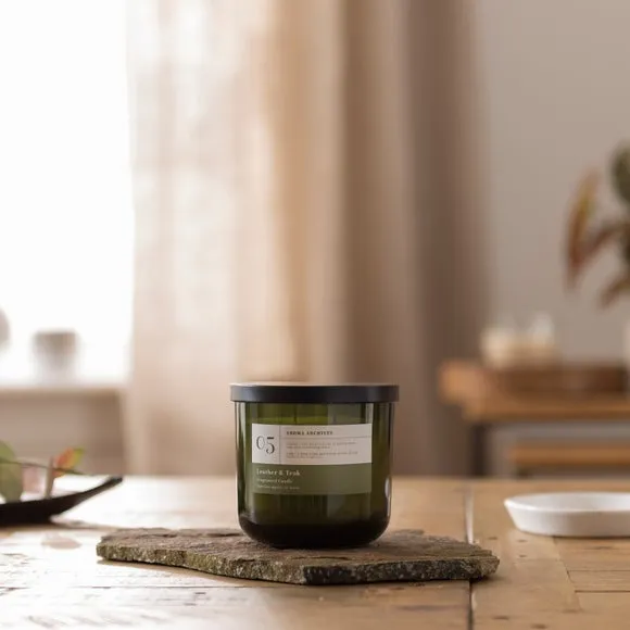 Multi Wick Candle - Green, Leather & Teak Scent