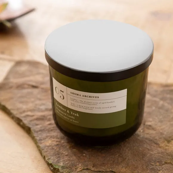 Multi Wick Candle - Green, Leather & Teak Scent