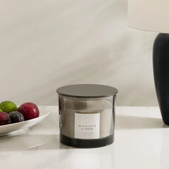 Multi Wick Candle Plum Patchouli - Black Glass