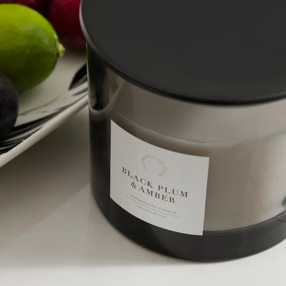 Multi Wick Candle Plum Patchouli - Black Glass