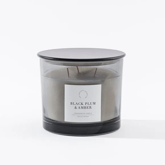 Multi Wick Candle Plum Patchouli - Black Glass