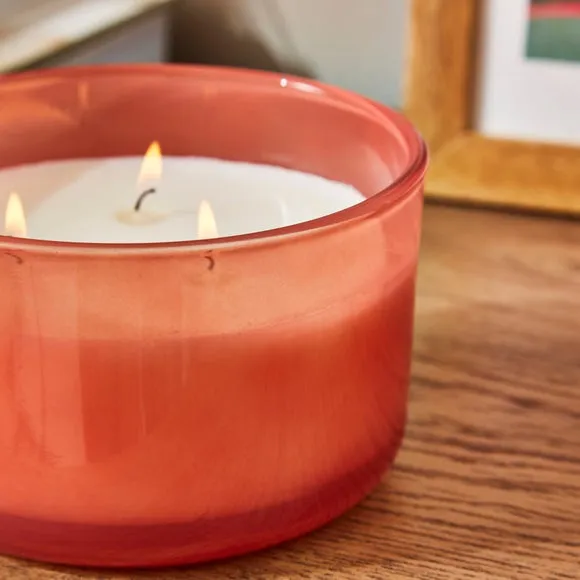 Multi Wick Candle Raspberry Rhubarb - Pink Glass