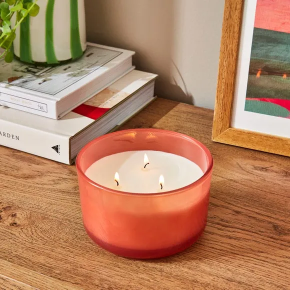 Multi Wick Candle Raspberry Rhubarb - Pink Glass image