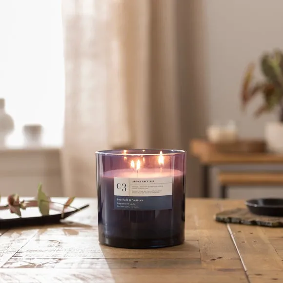 Multi Wick Candle Sea Salt Vetiver - Blue