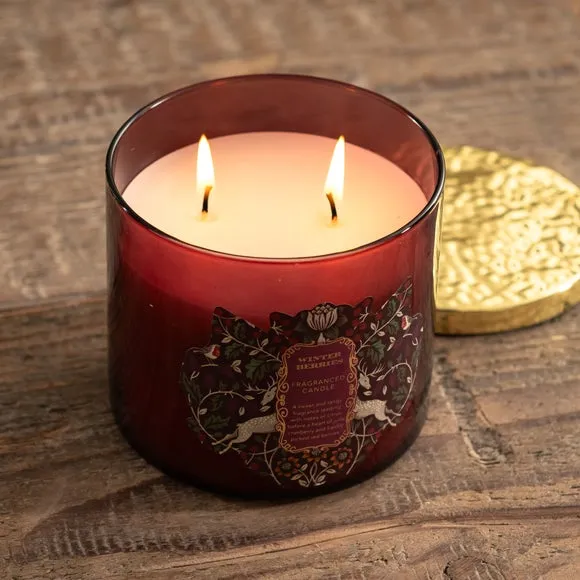 Multi Wick Candle Winter Berries - Red Glass
