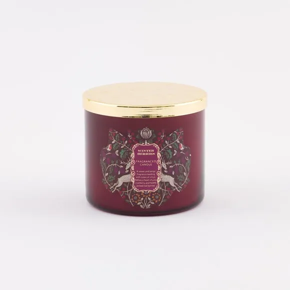 Multi Wick Candle Winter Berries - Red Glass
