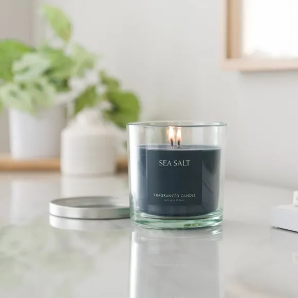 Multi Wick Candle with Dust Cover - Clear Glass image