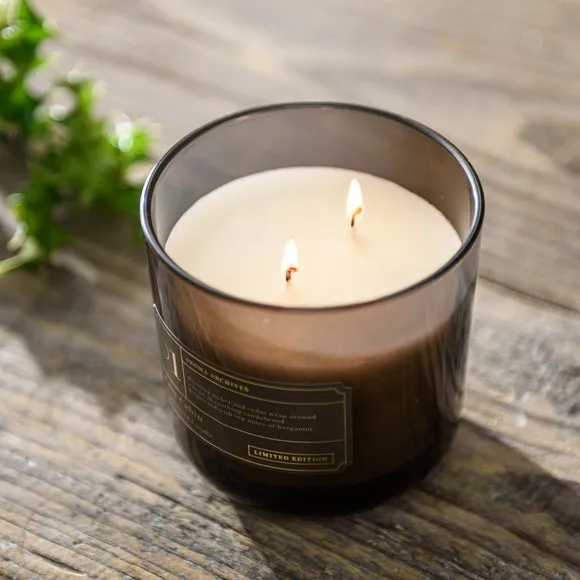 Multi Wick Candle with Gold Lid - Brown Glass