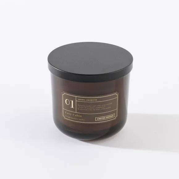 Multi Wick Candle with Gold Lid - Brown Glass