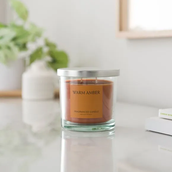 Multi Wick Candle with Lid - Amber, Glass