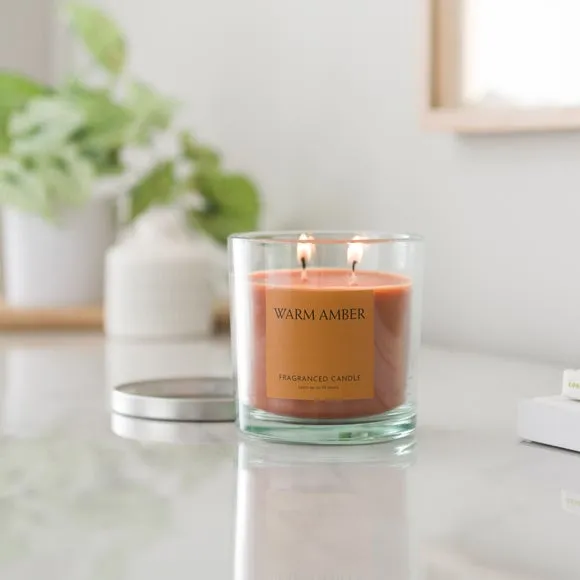 Multi Wick Candle with Lid - Amber, Glass image