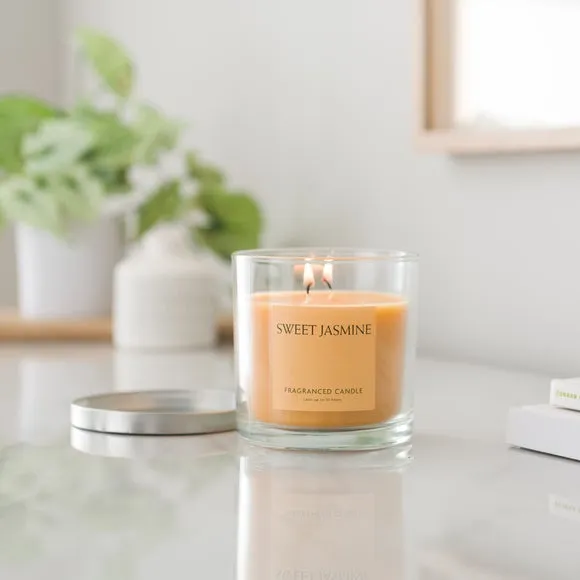Multi Wick Candle with Lid - Clear, Glass image