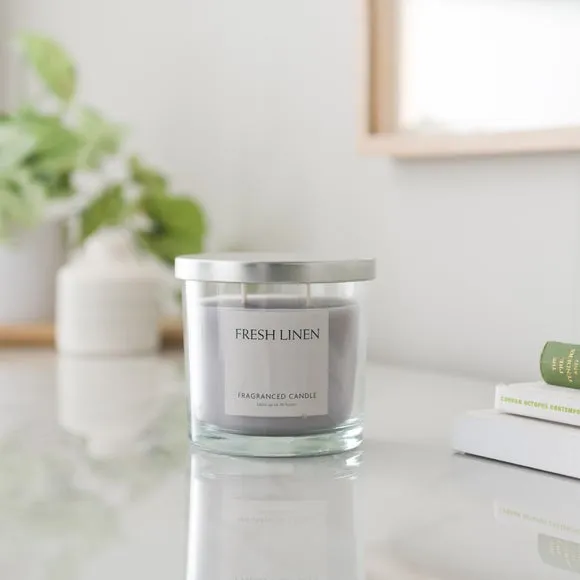 Multi Wick Candle with Metal Lid - Clear Glass