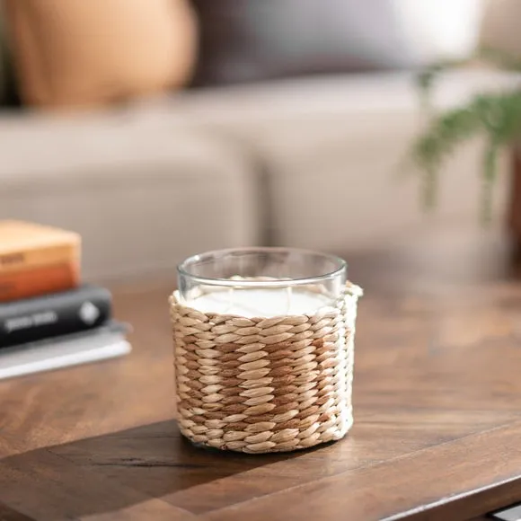 Multi Wick Candle with Woven Surround - Natural
