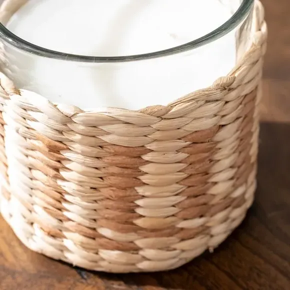 Multi Wick Candle with Woven Surround - Natural