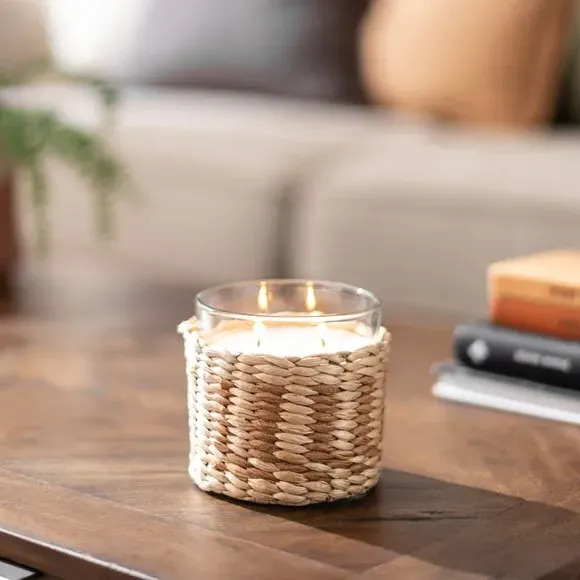 Multi Wick Candle with Woven Surround - Natural image