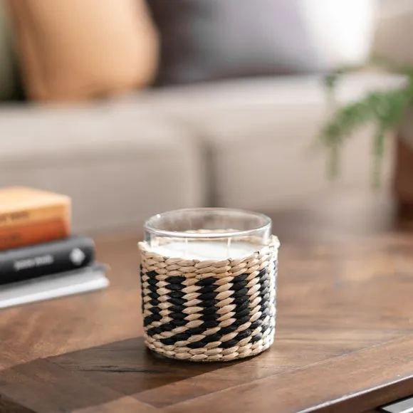 Multi Wick Candle Woven Design - Black