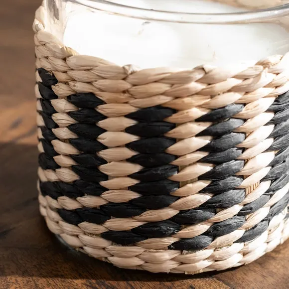 Multi Wick Candle Woven Design - Black